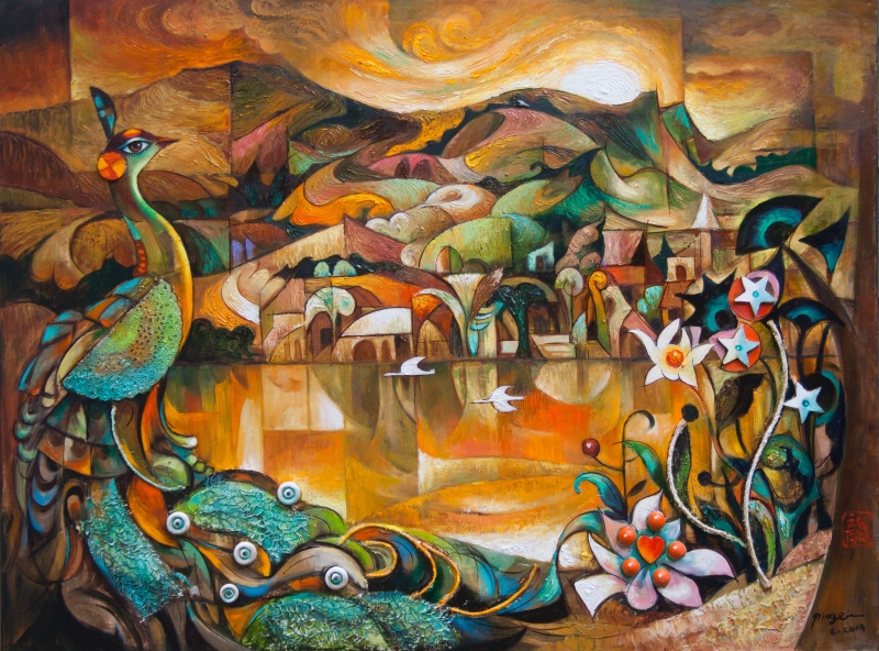 Peacock Lake by artist Ping Irvin